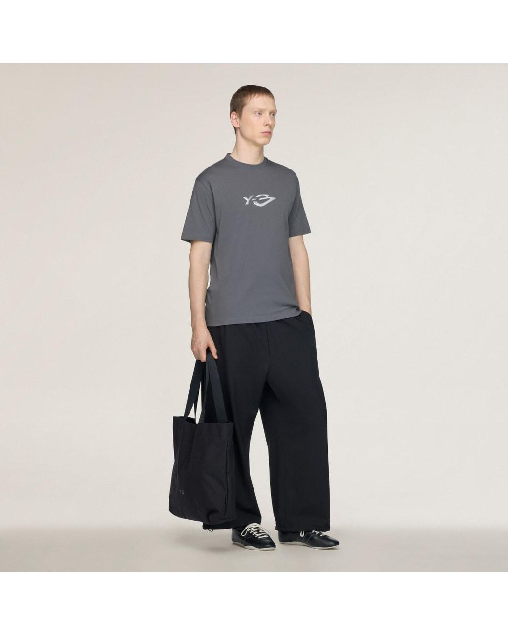 Adidas Gray Y-3 Liquid Logo Short Sleeve T-Shirt