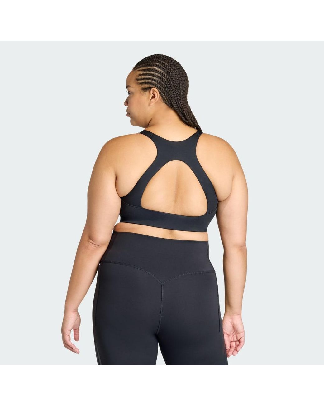 Adidas Blue Optime Workout 3-Stripes Medium Support Bra (Plus Size)