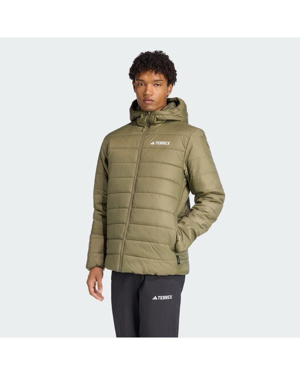 Adidas Green Terrex Multi Essentials Climawarm Insulated Hooded Jacket for men