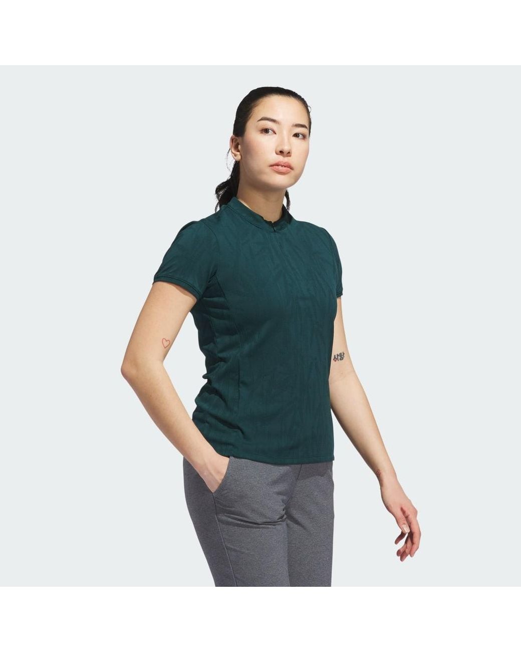 Adidas Green Go-To Jacquard Short Sleeve Polo Shirt