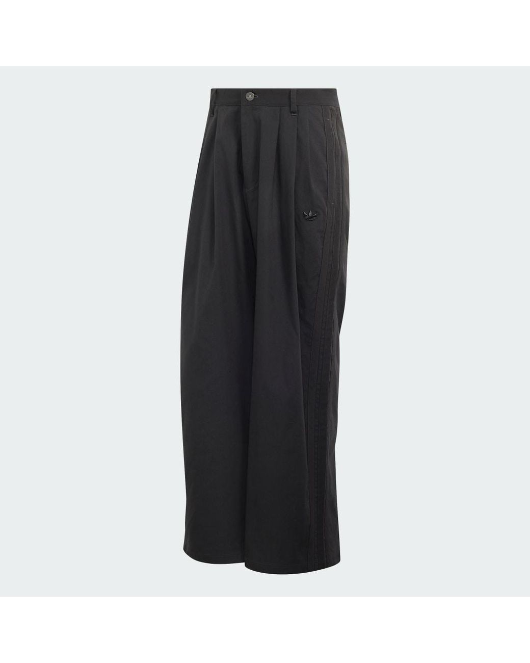 Adidas Black Triple Pleated Tracksuit Bottoms for men