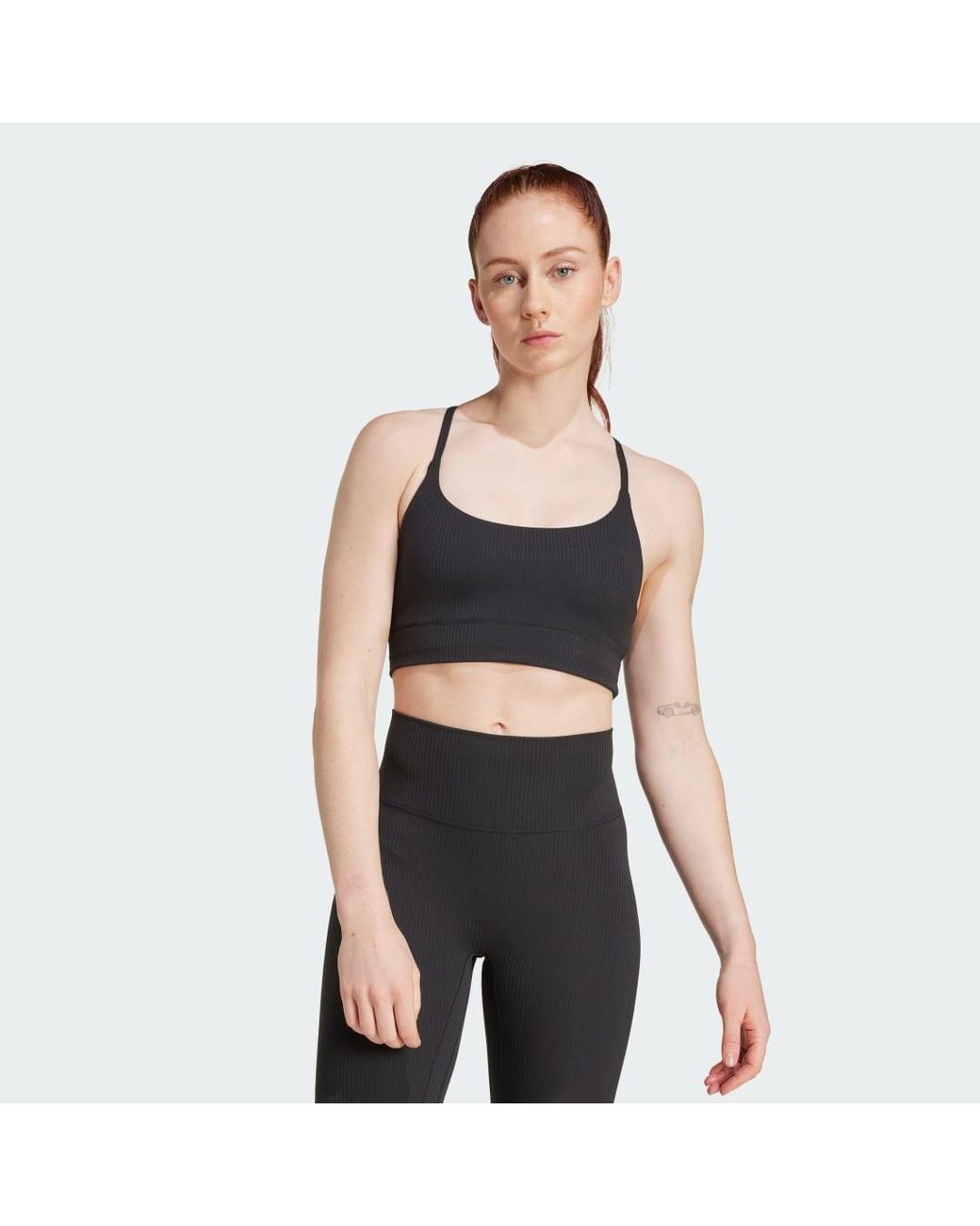 Adidas Black All Me Light Support Rib Bra Long Line Bra