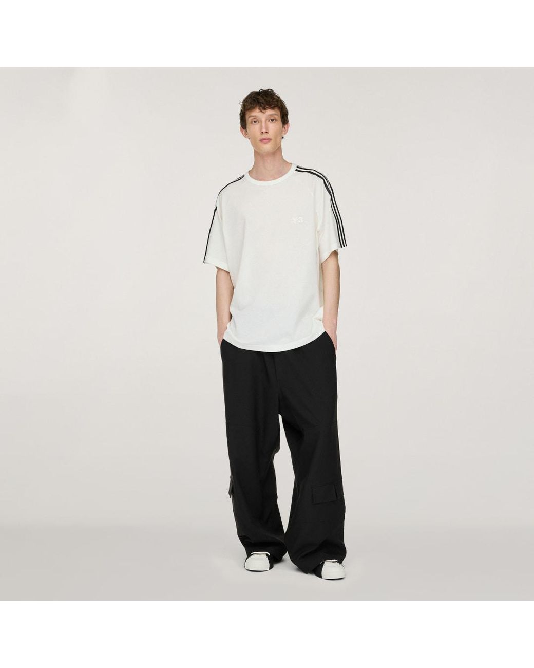 Adidas Gray Y-3 Short Sleeve T-Shirt 3-Stripes