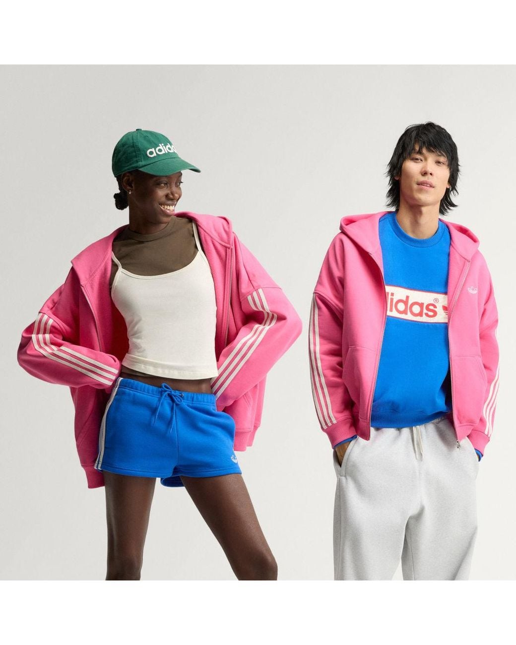 Adidas Pink Adisignature 3 Stripes Full Zip Hoodie