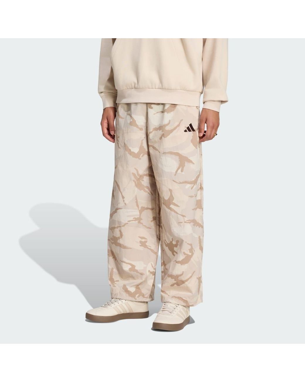 Adidas Natural Seasonal Essentials Camo Woven Parachute Tracksuit Bottoms for men