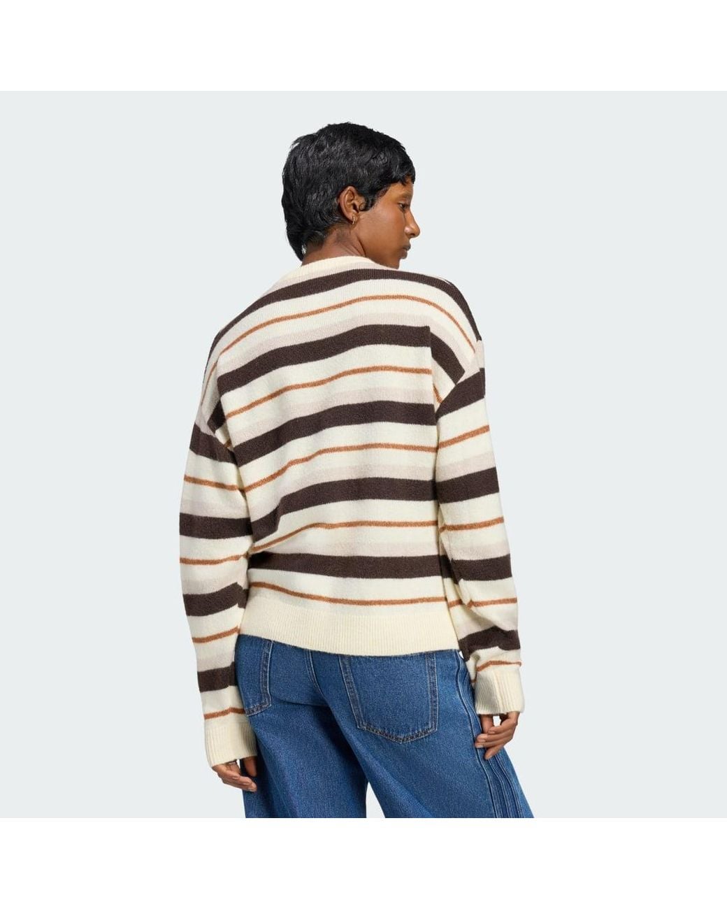 Adidas Natural Knit Essentials Striped Crew Sweatshirt