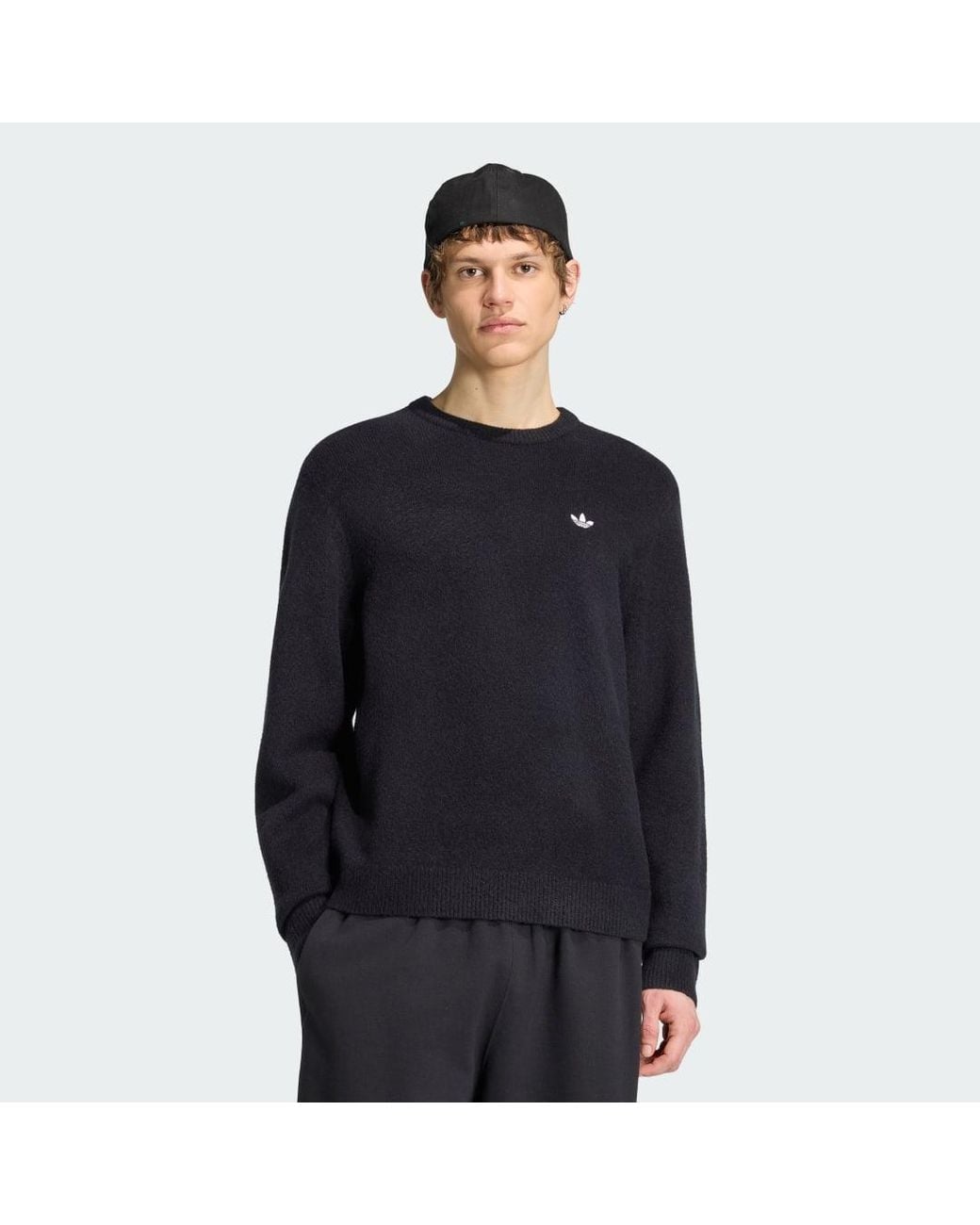 Adidas Black Trefoil Essentials Fully Knit Sweater for men