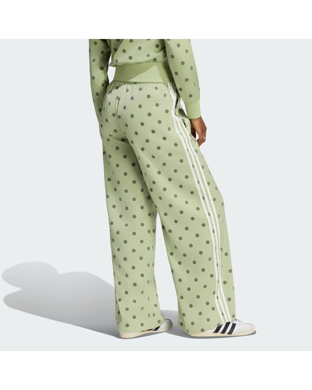 Adidas Green Satin Polka Dots Wide Leg Pant