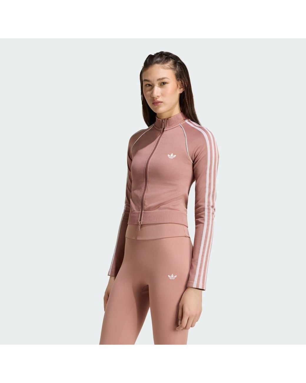 Adidas Brown Essentials 3 Stripes Seamless Tracktop