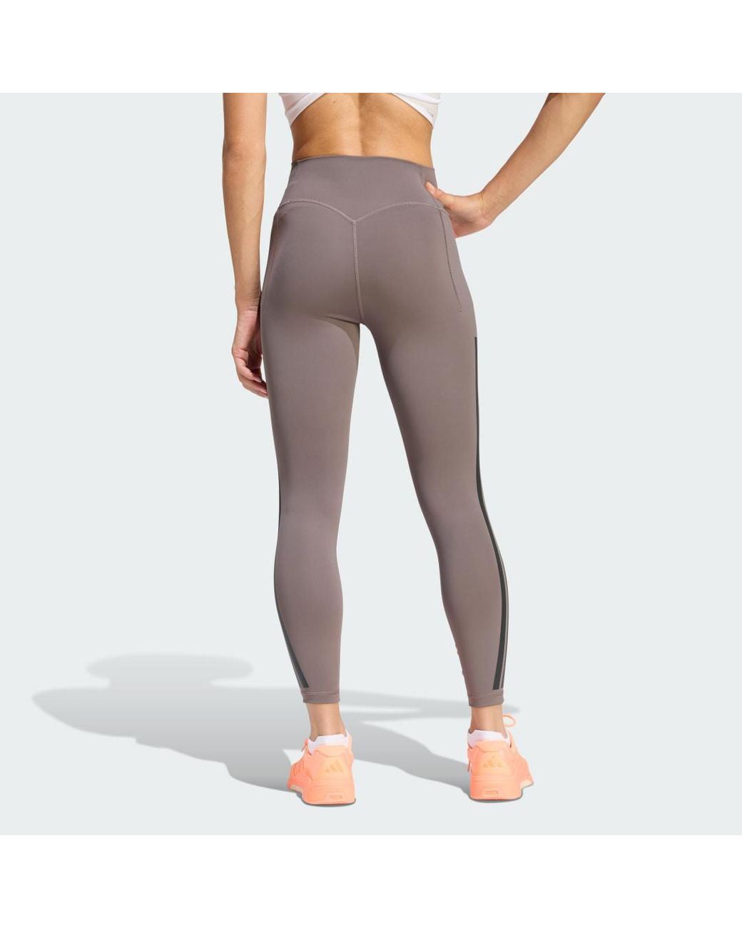 Adidas Pink Optime Workout 3-Stripes 7/8 Leggings