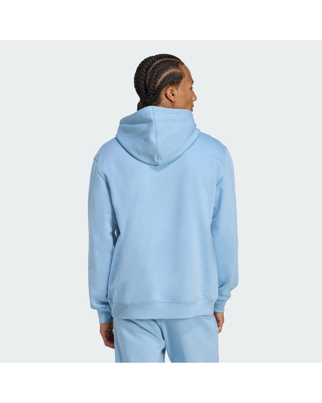 Adidas Blue Trefoil Essentials Loose Hoodie for men