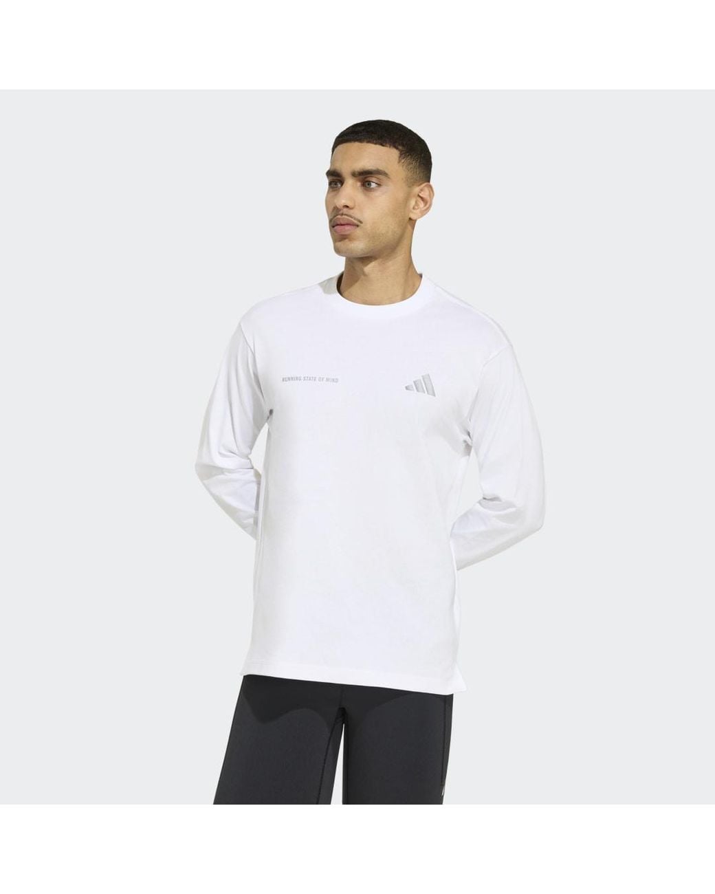 Adidas White Adi365 Running Community Culture Long Sleeve Shirt
