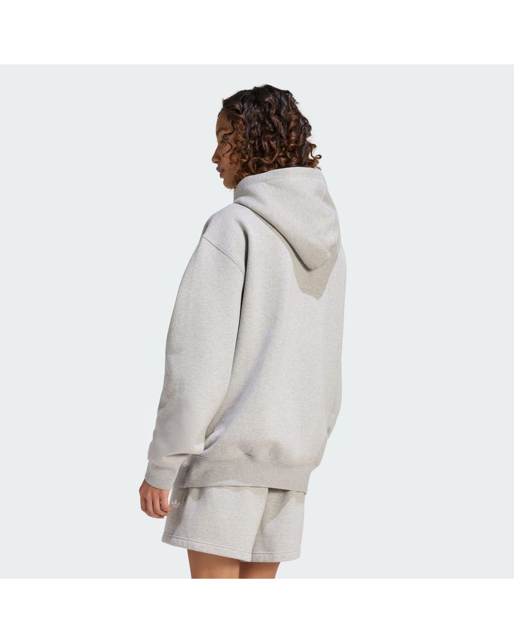 Adidas Gray Essentials Oversized Fleece Hoodie