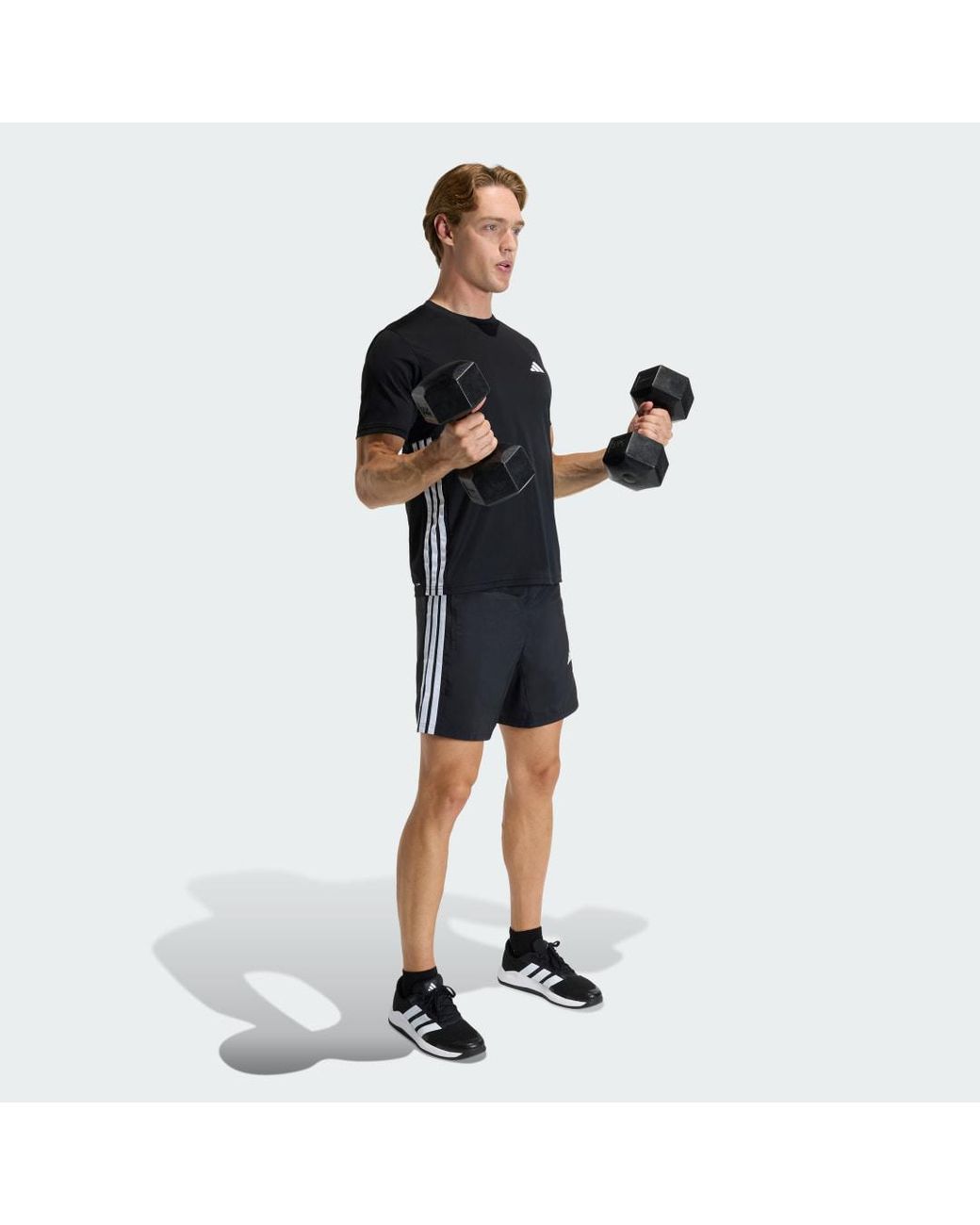 Adidas Blue Workout Essentials Base 3 Stripes Woven Short for men