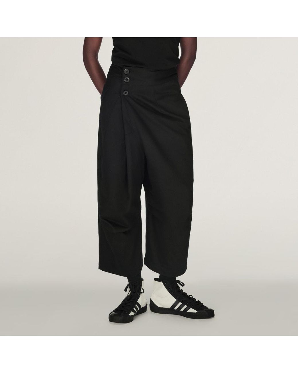 Adidas Black Y-3 Twill Wide Leg Trousers