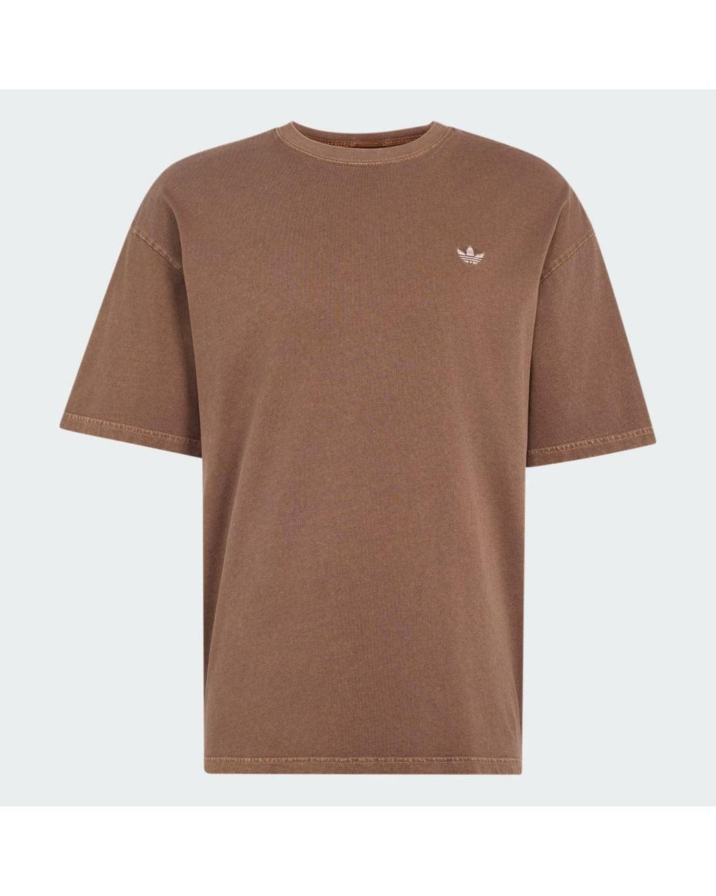 Adidas Brown Trefoil Essentials Washed Loose Dropped Shoulder T-Shirt for men