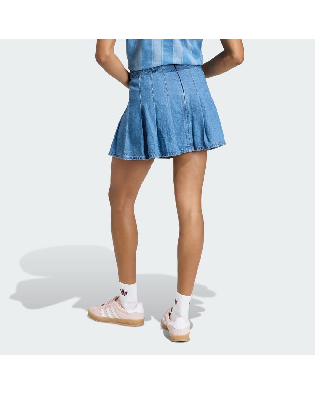 Adidas Blue Denim Pleated Skirt