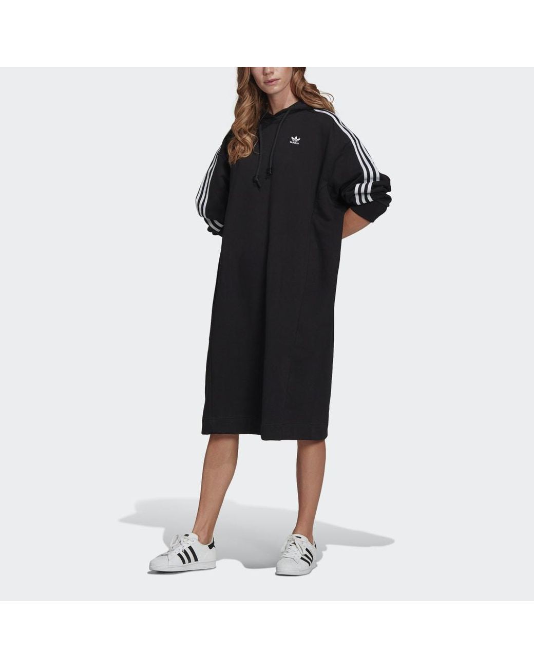 adidas Damen Adicolor Classics Hoodie Kleid in schwarz