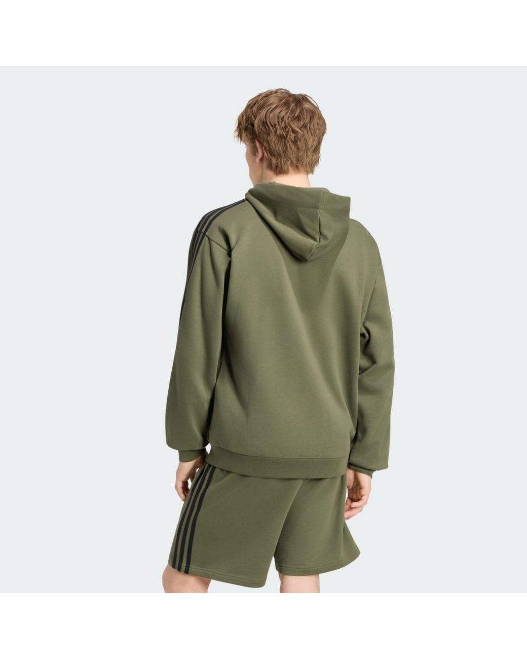 Adidas Green Essentials 3-Stripes French Terry Full-Zip Hoodie for men