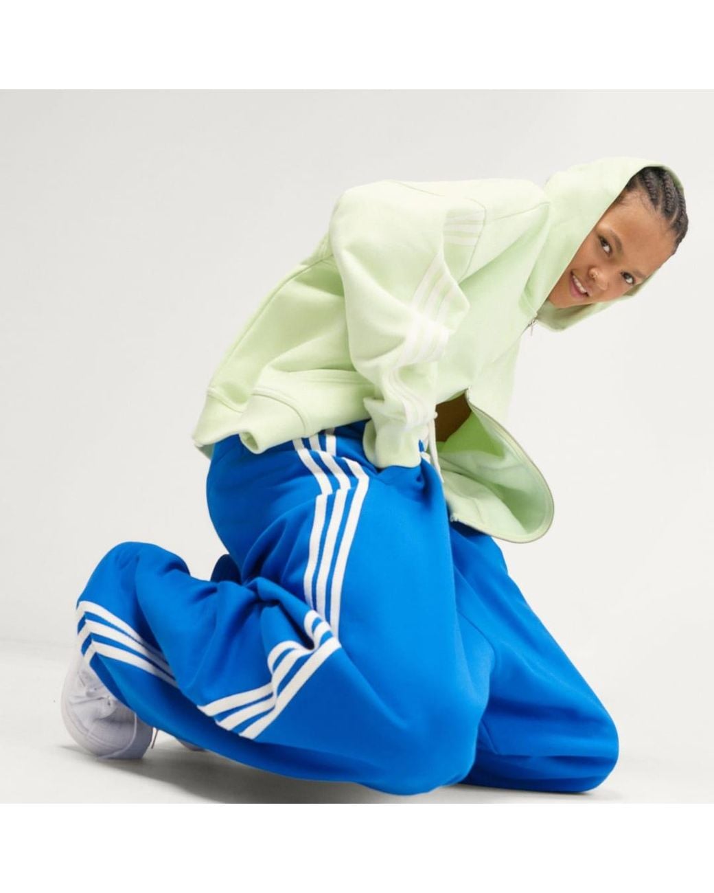 Adidas Blue Adisignature 3 Stripes Open Hem Sweatpants