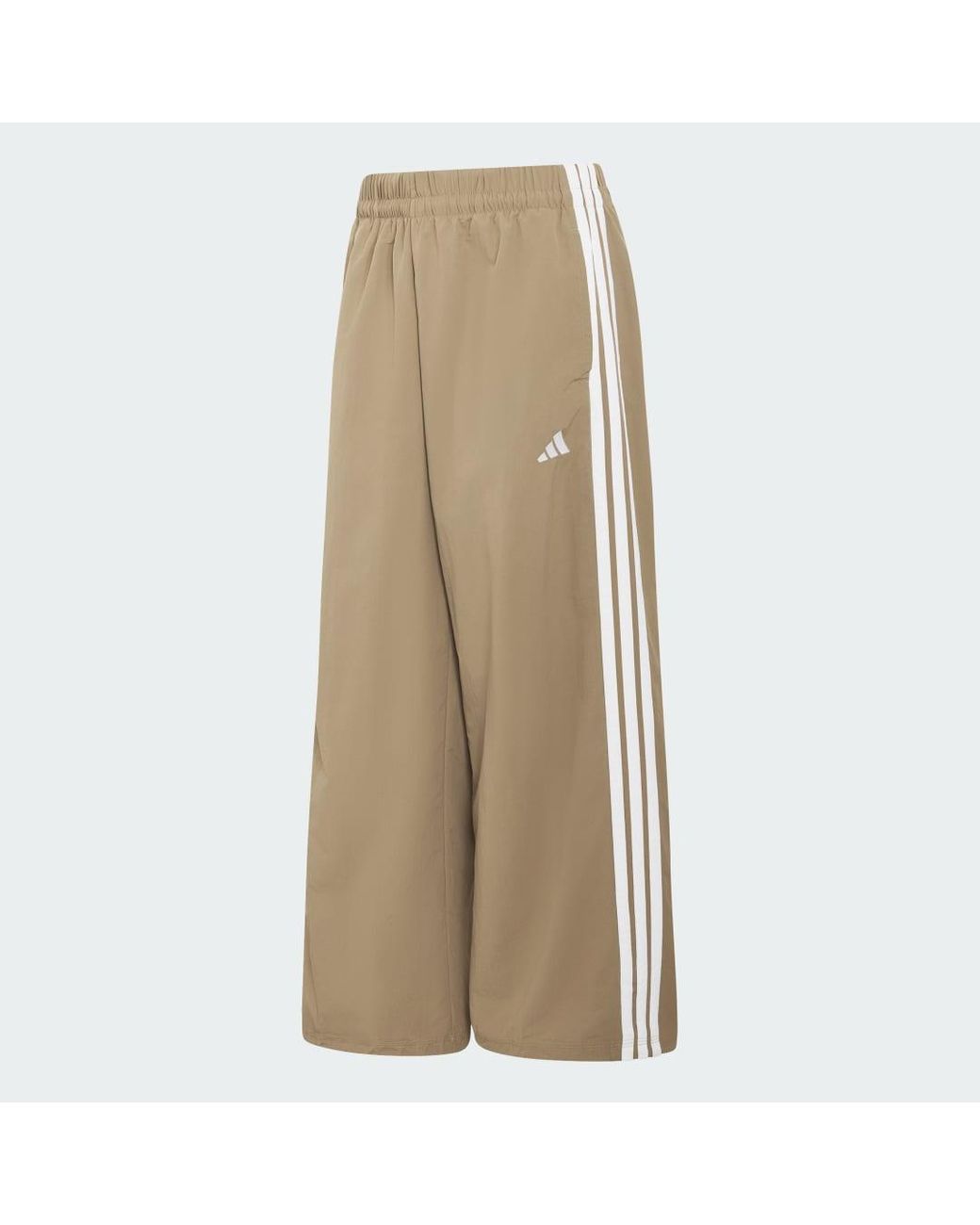 Adidas Natural Iconic Woven Wide Leg Track Tracksuit Bottoms With Bunjees
