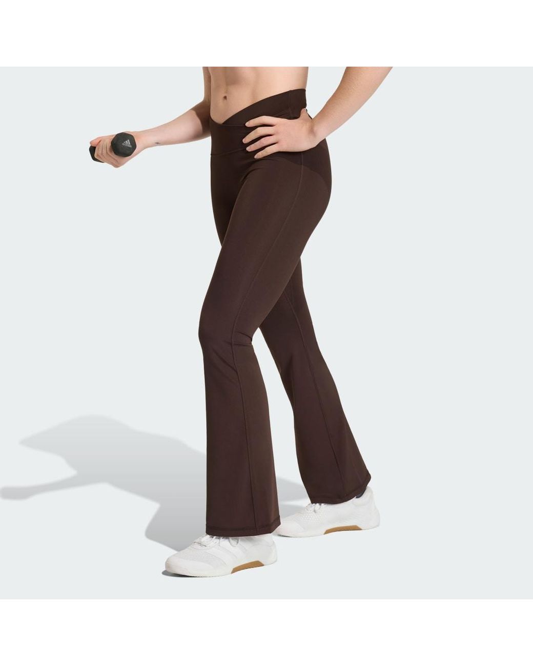 Adidas Brown 3-Stripes Studio All Me Flare X-Over Leggings