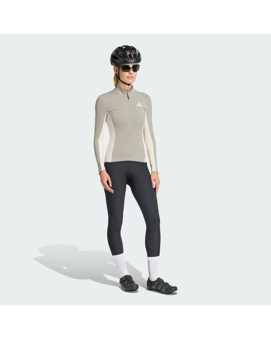 Adidas Gray Tempo 3-Stripes Longsleeve Cycling Jersey