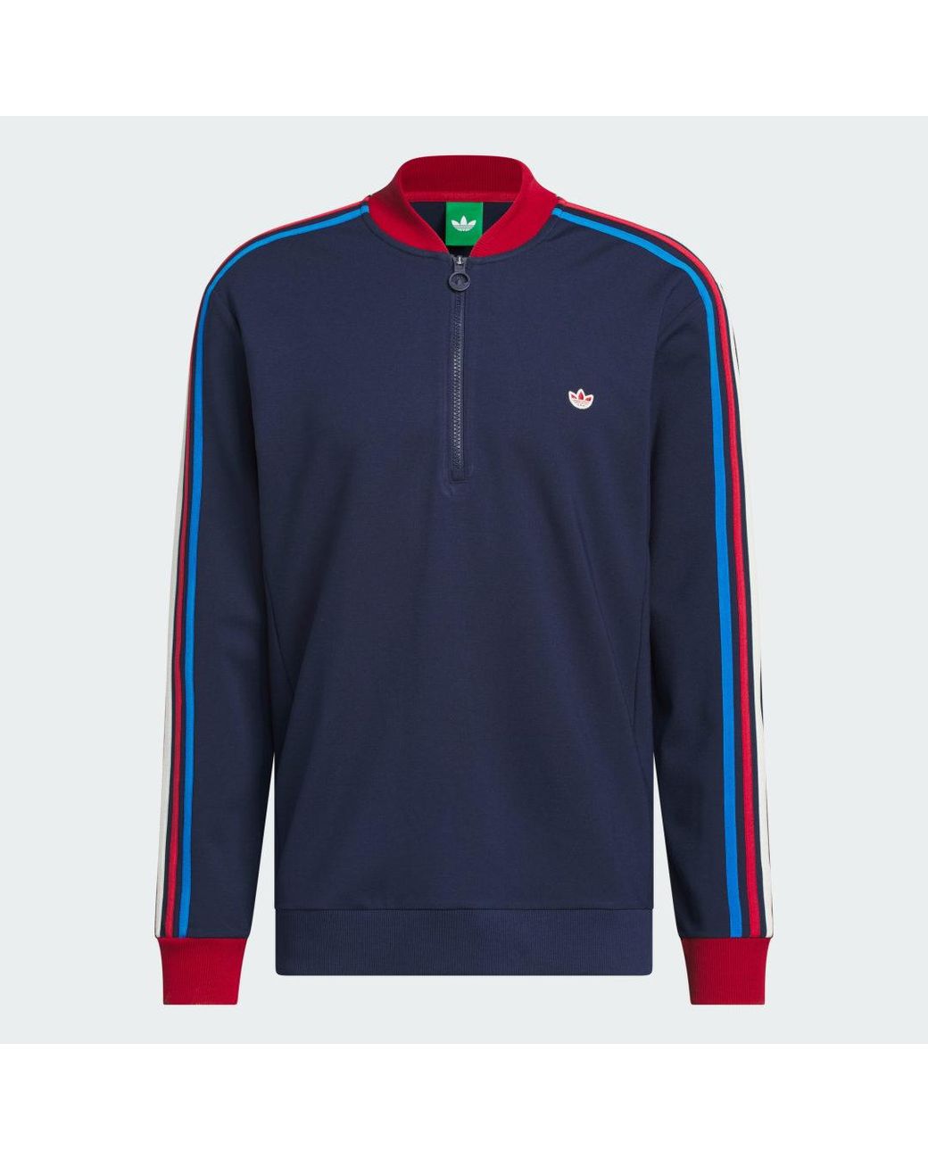 Adidas Blue Originals 3-Stripe Half-Zip Sweatshirt for men