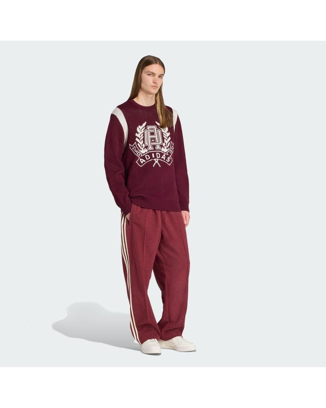 Adidas Red Regular Knitted Jumper for men
