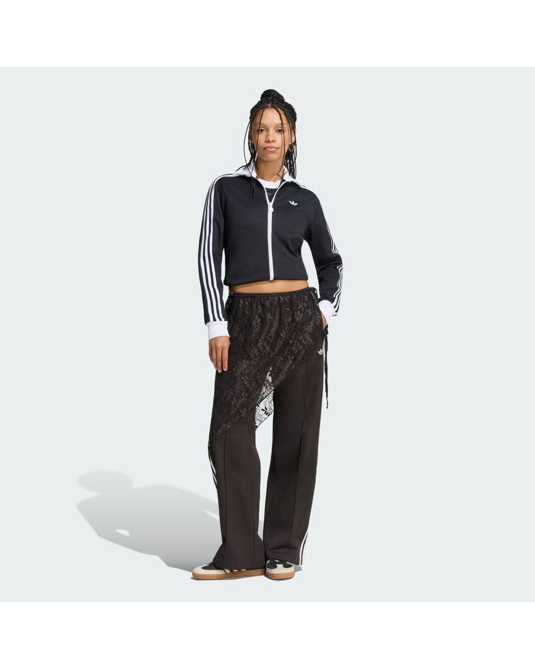 Adidas Black 2In1 Firebird Loose Track Trousers With Lace Skirt