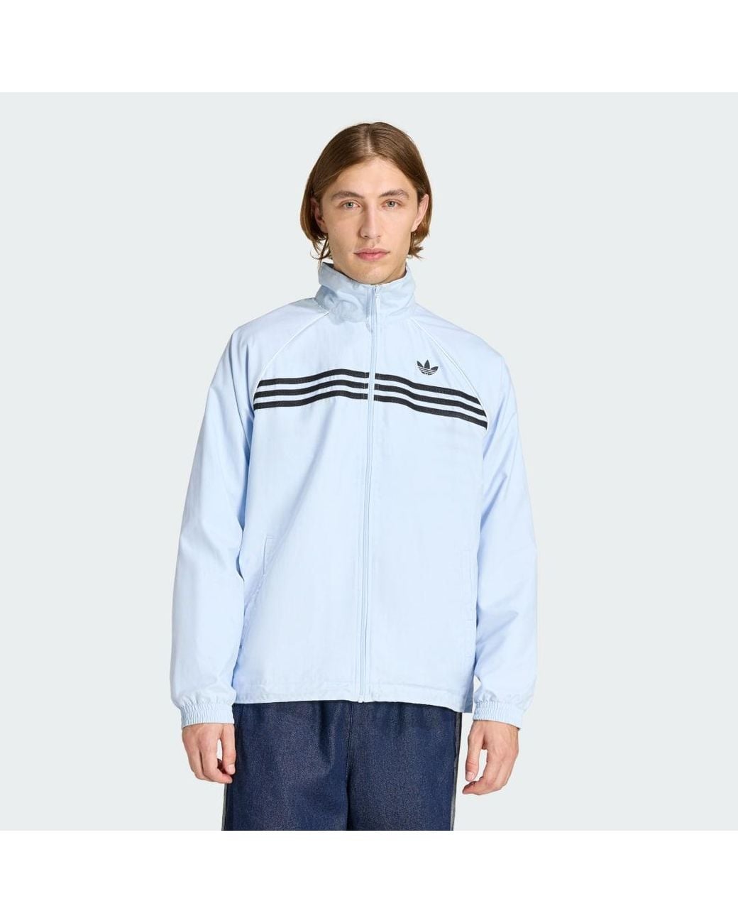 Adidas Blue Chest Stripes Track Top for men