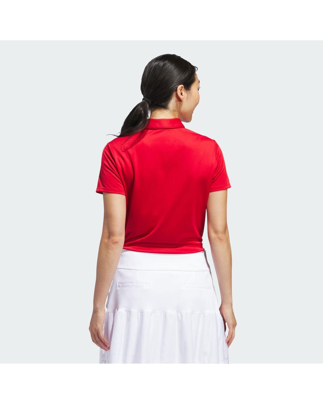 Adidas Red Solid Short Sleeve Polo Shirt