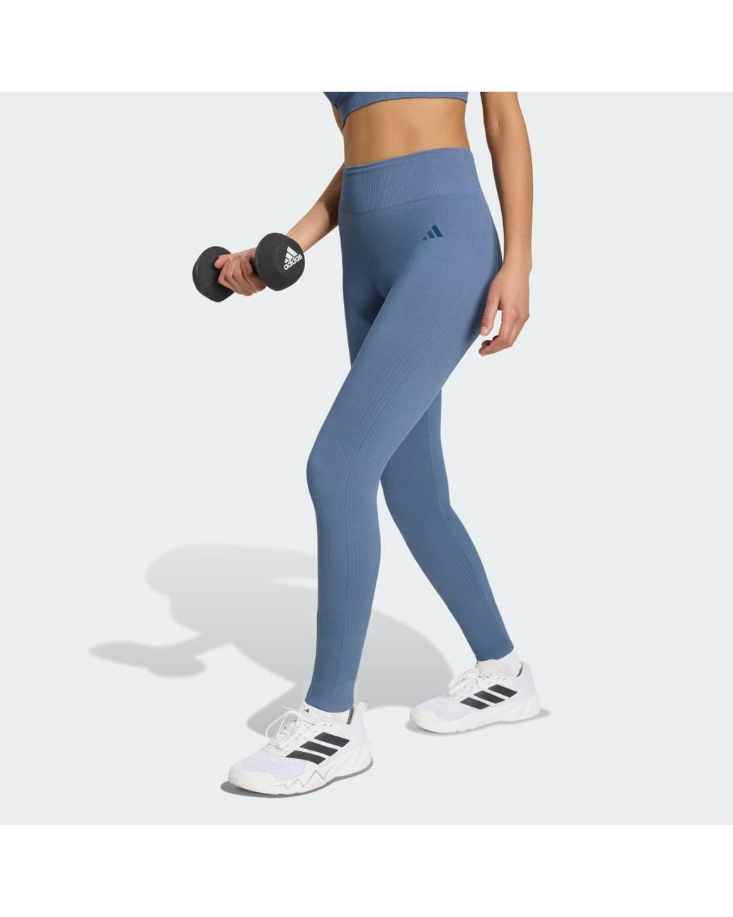 Adidas Blue Workout Essentials Full-Length Knit Leggings