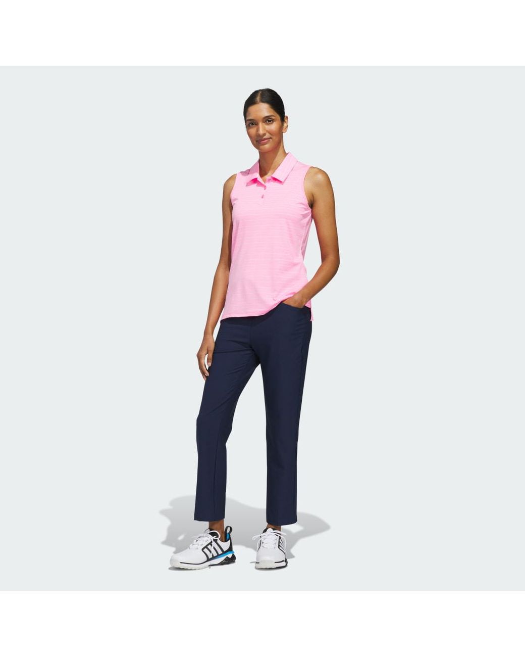 Adidas Pink Ultimate365 Jacquard Sleeveless Polo Shirt