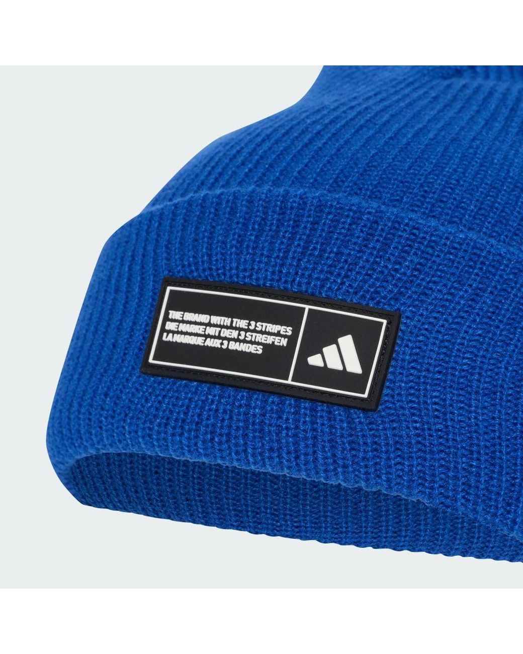 Adidas Blue Essentials Label Beanie Cuffed