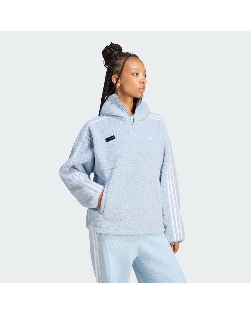 Adidas Blue Originals By Jennie Fleece Hoodie Jacket