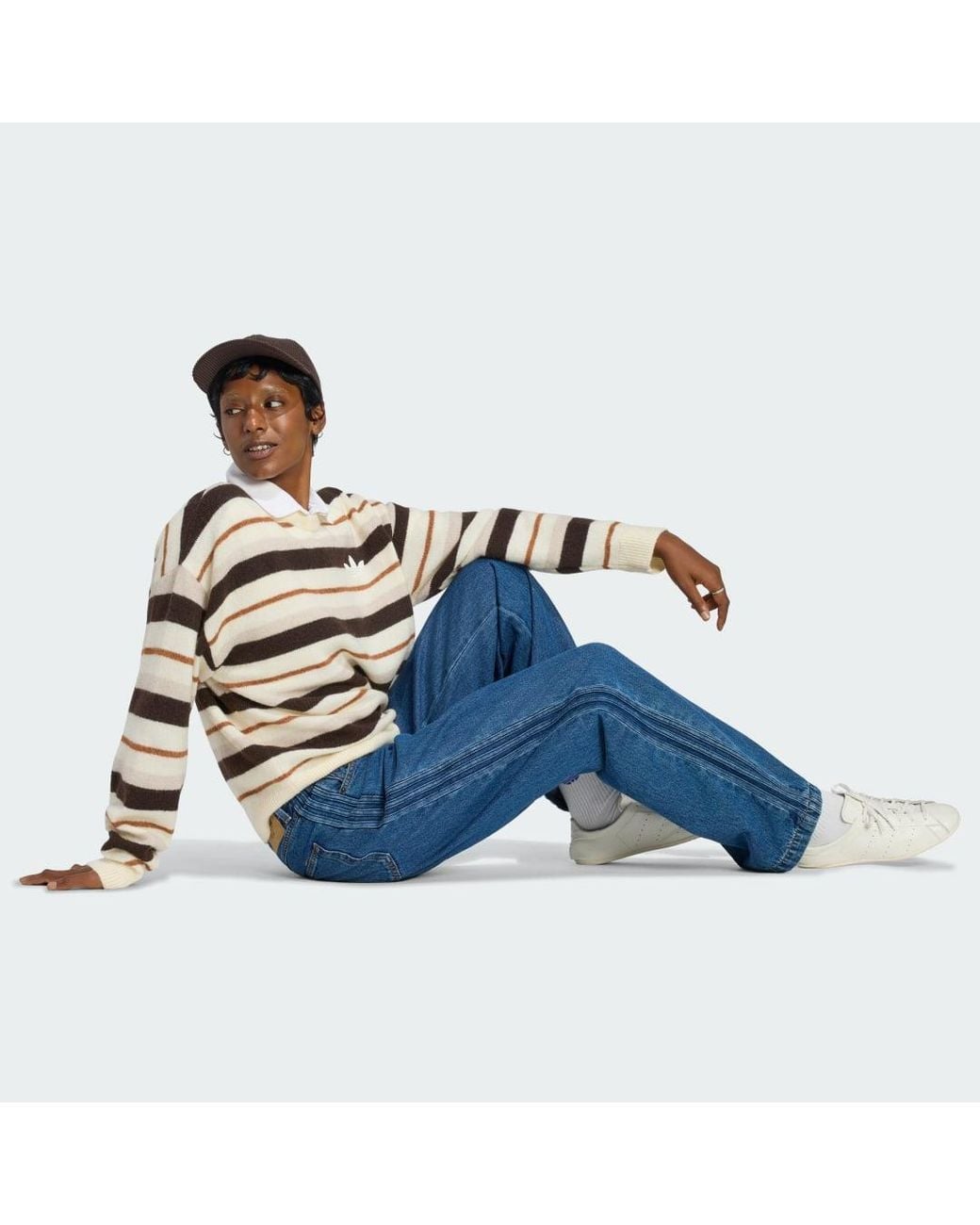 Adidas Natural Knit Essentials Striped Crew Sweatshirt