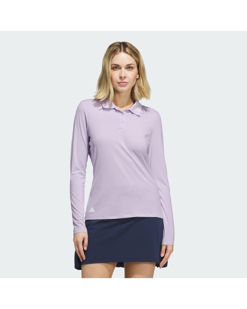 Adidas Purple Performance Long Sleeve Polo Shirt