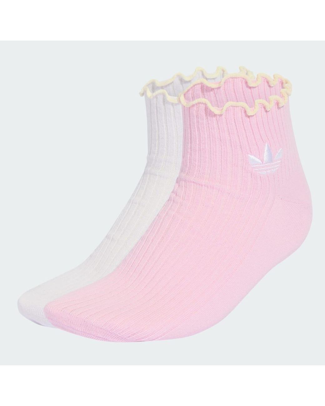 Adidas Pink Ruffle Quarter Socks