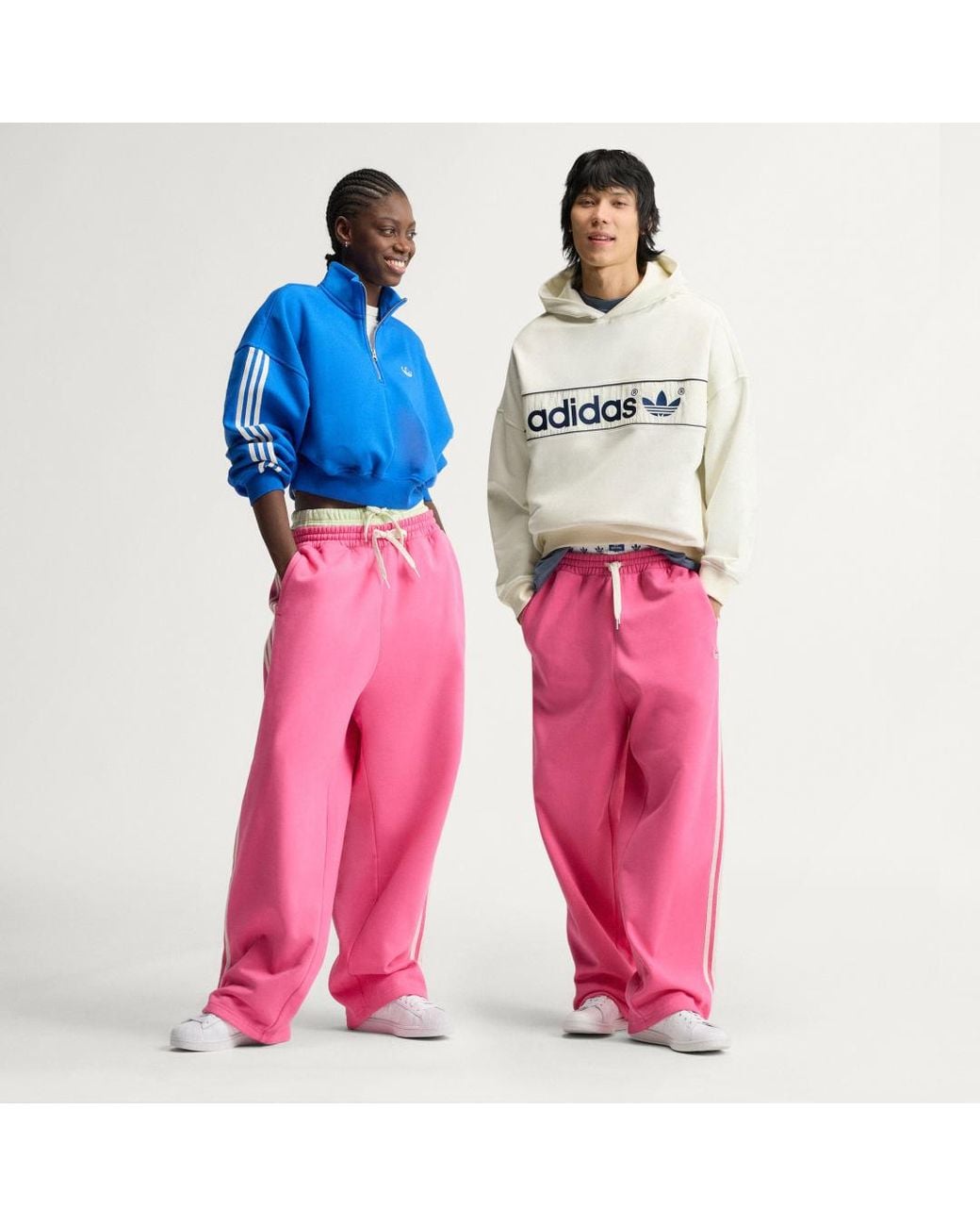 Adidas Pink Adisignature 3 Stripes Open Hem Sweatpants