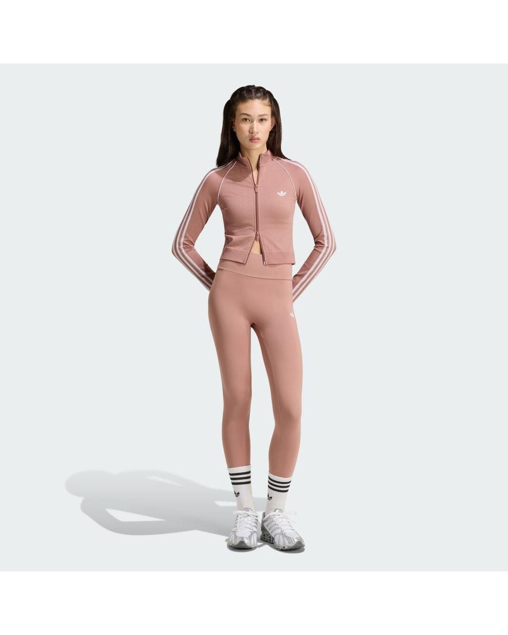 Adidas Brown Essentials 3 Stripes Seamless Tracktop