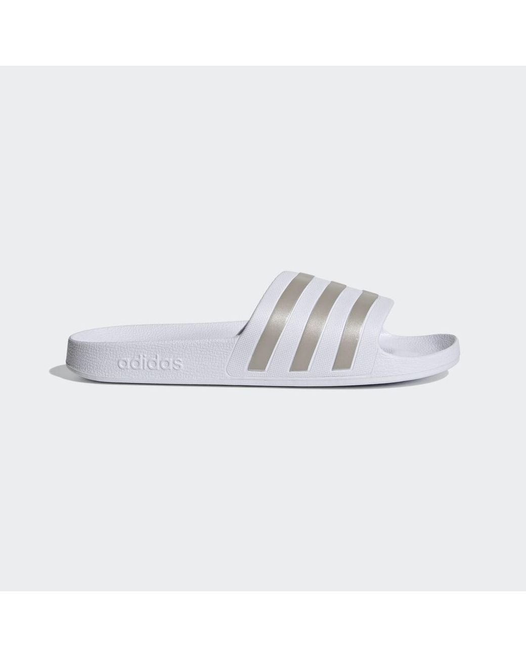 Adidas White Adilette Aqua Slides for men