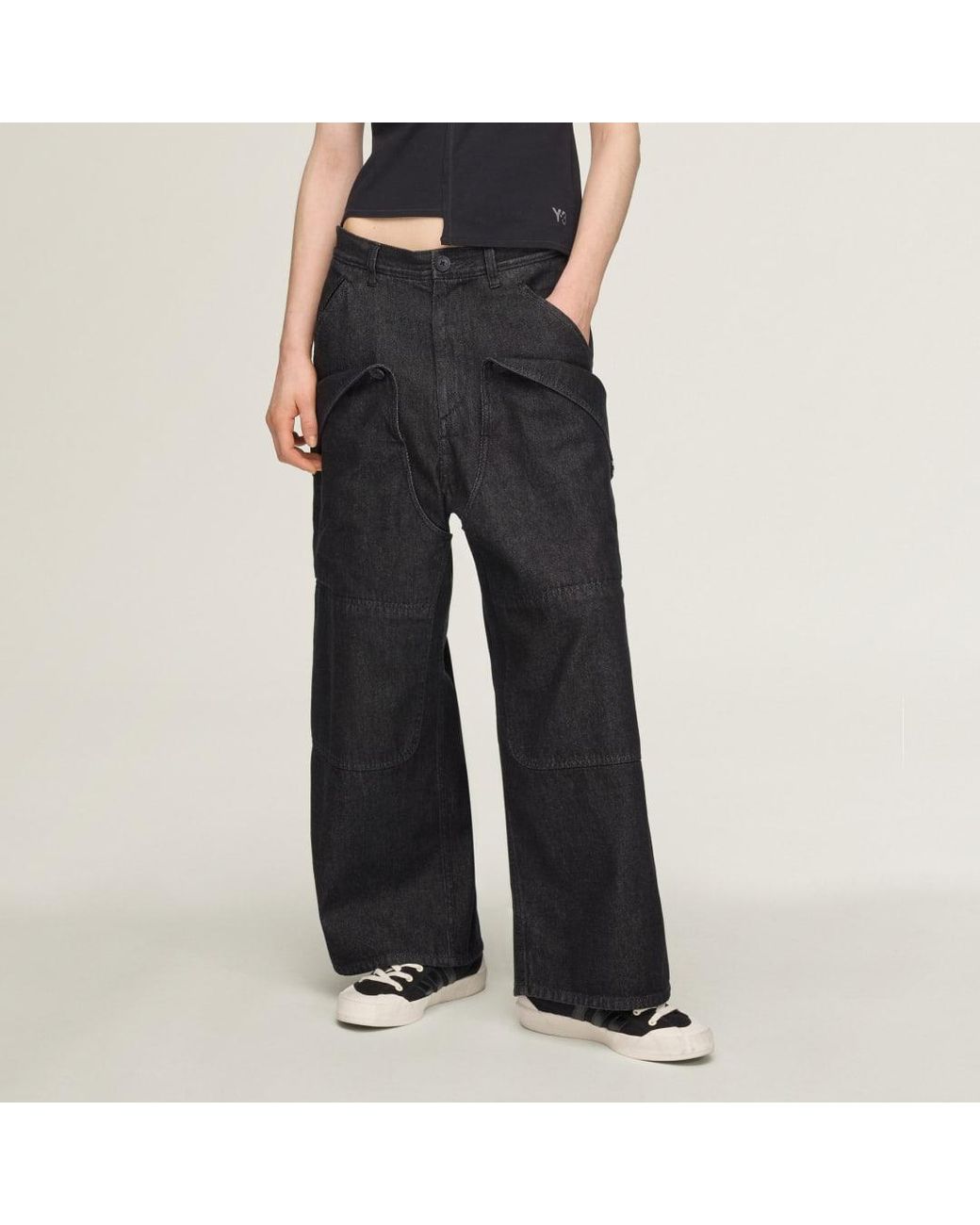 Adidas Black Y-3 Denim Straight Leg Trousers