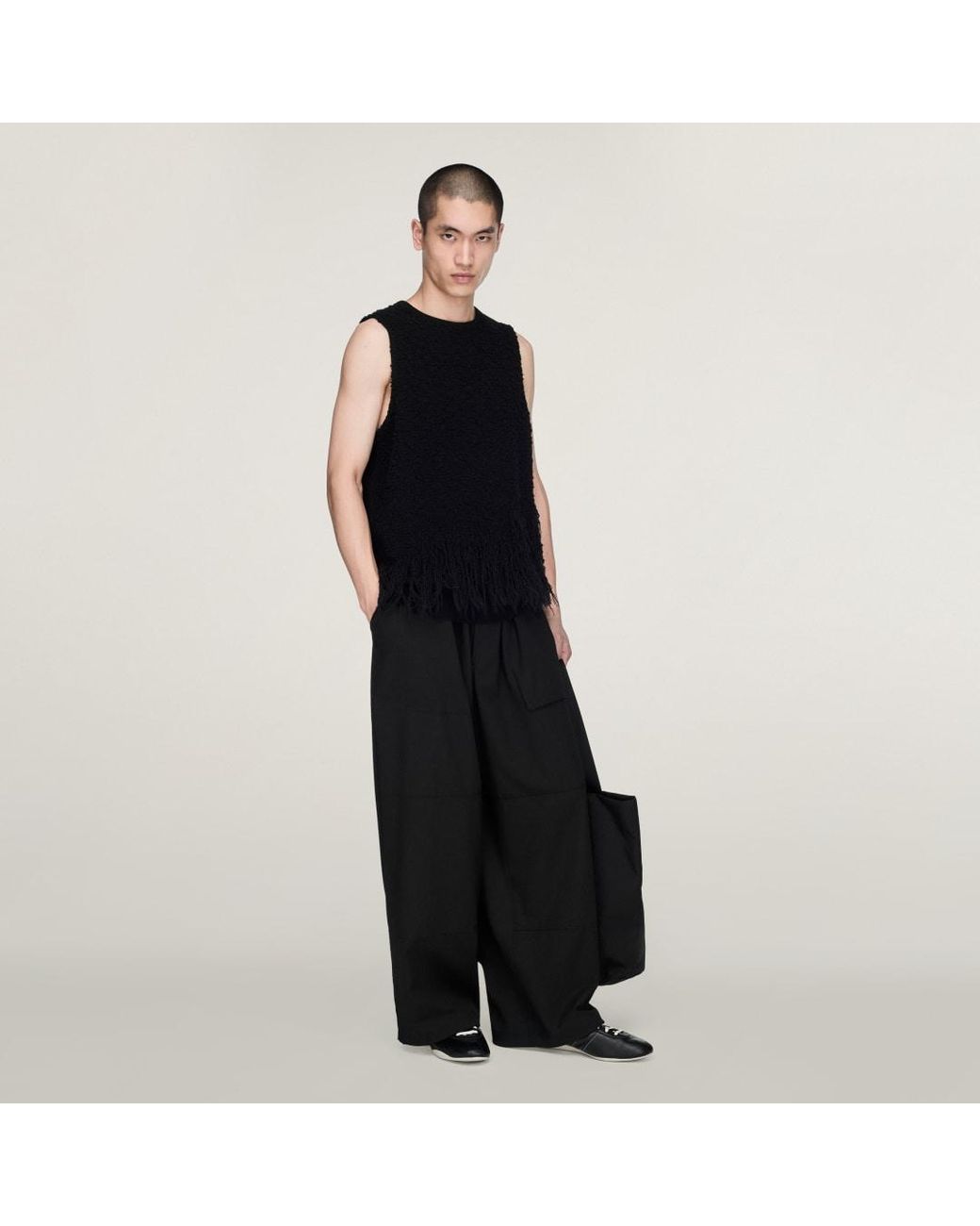 Adidas Black Y-3 Knitted 3 Stripes Fringy Vest