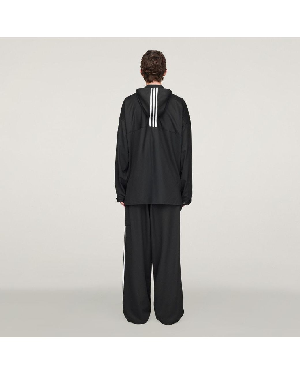 Adidas Black Y-3 Refined Wool Hooded Top 3-Stripes for men