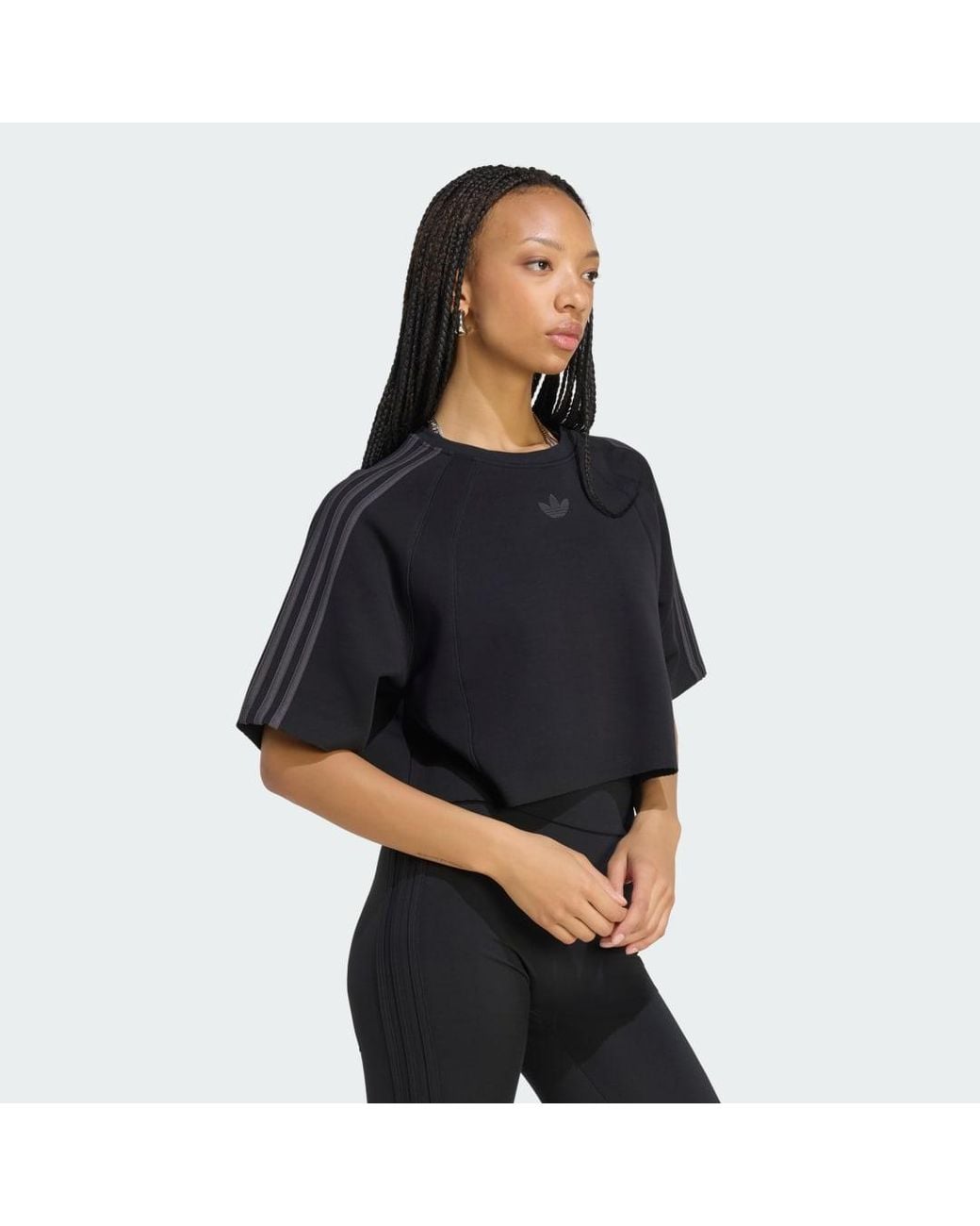 Adidas Black Sst 2.0 Boxy Cropped T-Shirt