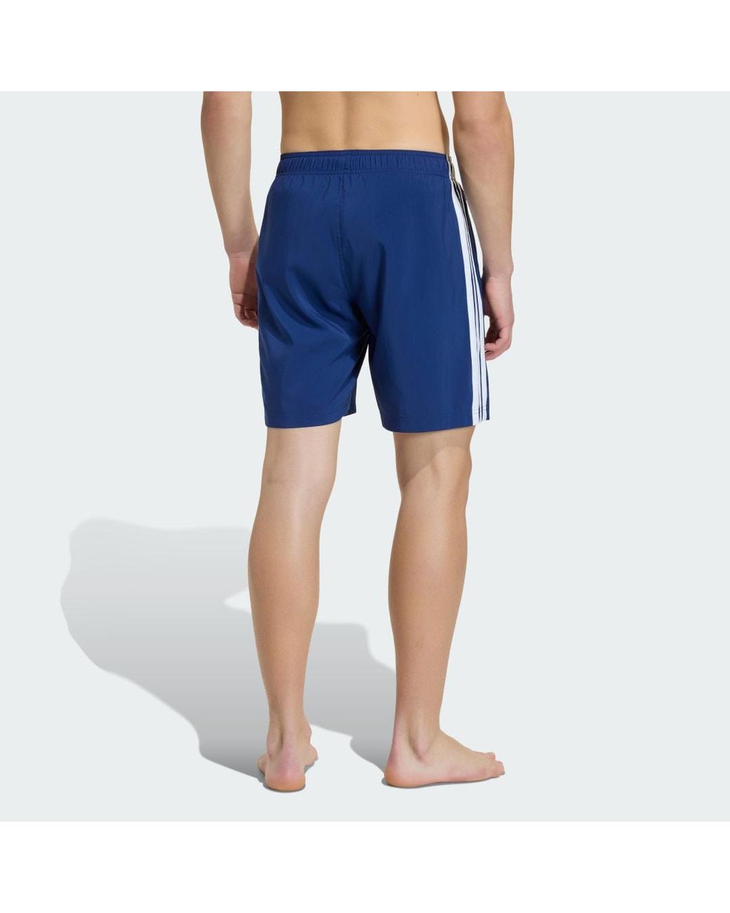 Adidas Blue 3 Stripes Swim Shorts 8 Inch for men