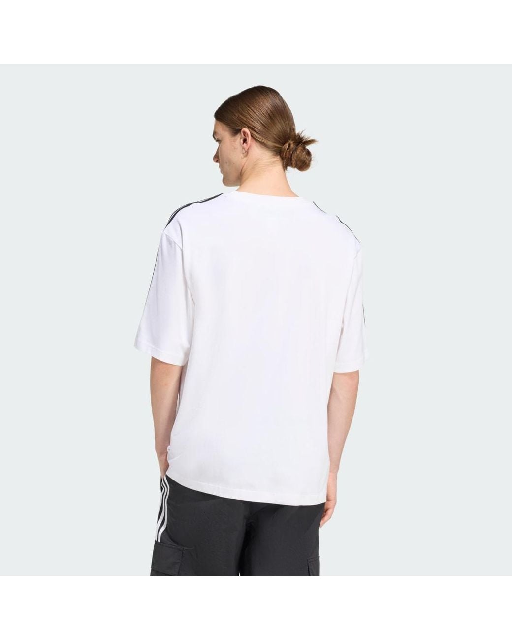 Adidas Originals White Adicolor 3-Stripes Oversized T-Shirt for men