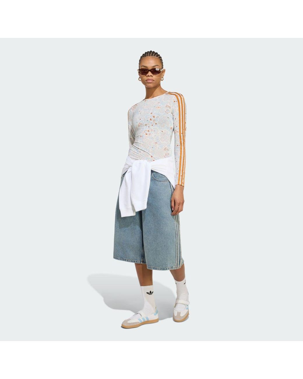 Adidas Originals Blue Summer Glow Mesh Graphics Long Sleeve