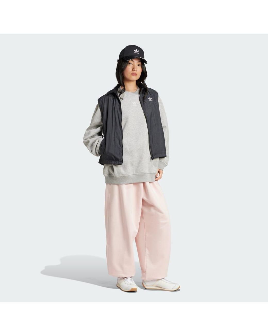 Adidas Gray Essentials Fleece Long Oversized Crew Sweatshirt